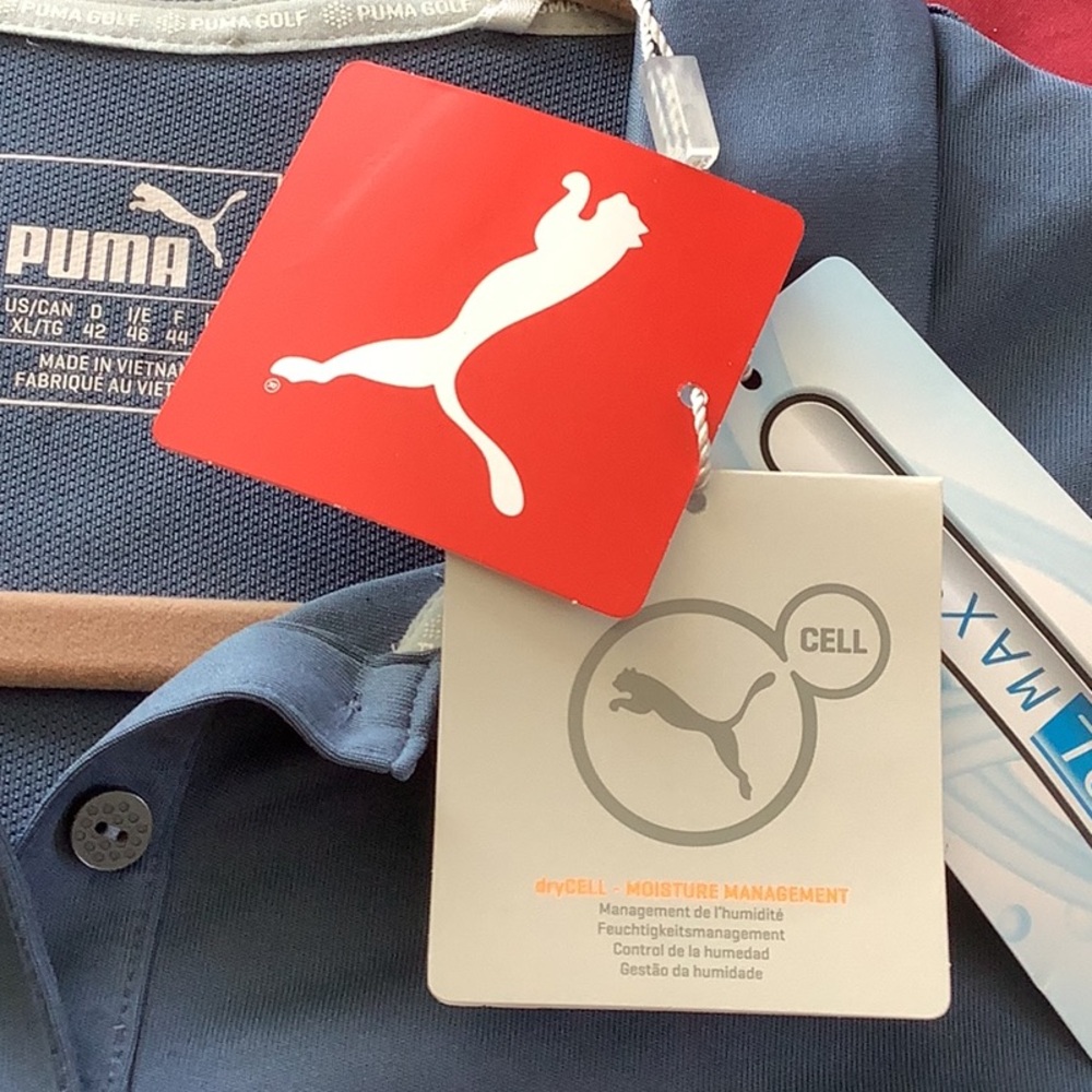 NWT Puma XL golf blue CoolMax Extreme polo.  See measurements.